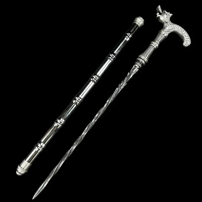 Drachenkopf-Stockschwert, multifunktionaler Selbstverteidigungsstock für den Außenbereich